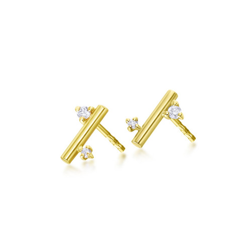 Pendientes LeCarré  Oro 18K Asymmetric Line con Diamantes