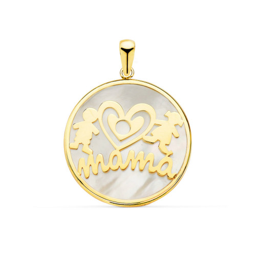 Colgante mamá nácar oro 18k niño niña