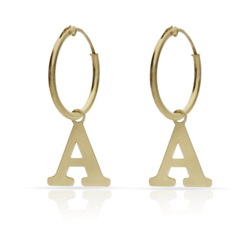 Aros Oro 18K con letra Inicial Abcdiario