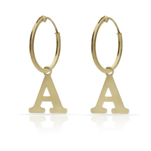 Aros Oro 18K con letra Inicial Abcdiario