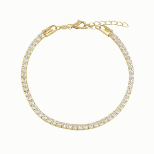 Pulsera Rivière plata dorada con circonitas blancas