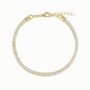 Pulsera Rivière plata dorada con circonitas blancas