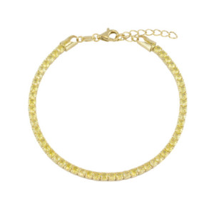 Pulsera Rivière plata dorada con circonitas amarillas
