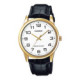 Reloj Casio Hombre MTP-V001GL-7B Caja Dorada Correa de Cuero Negra Esfera Blanca Reloj Casio Hombre MTP-V001GL-7B Caja Dorada Correa de Cuero Negra Esfera Blanca