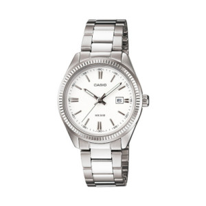 Reloj Casio LTP-1302D-7A1 de Mujer con Cadena de Acero y Esfera Blanca con Índices
