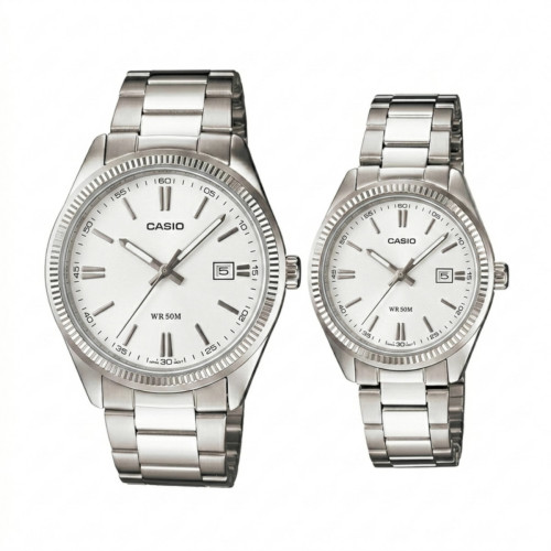 Reloj Casio LTP-1302D-7A1 de Mujer con Cadena de Acero y Esfera Blanca con Índices