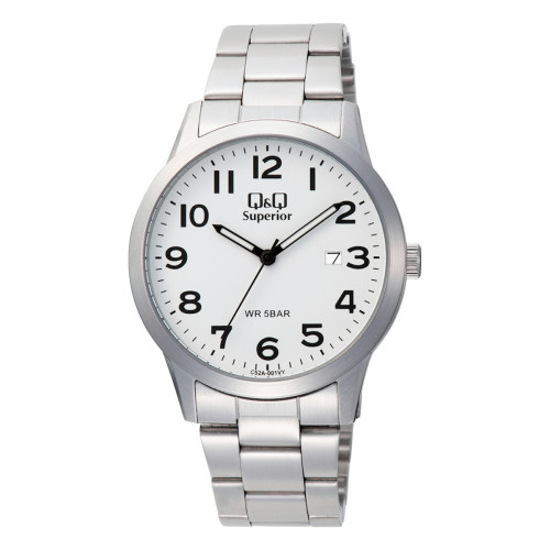 Reloj Q&Q C52A-001VY Superior de Hombre de Acero con Esfera Blanca y Números