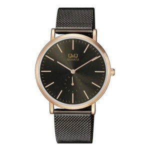 Reloj Q&Q QA96J412Y de Hombre Retro Negro y Oro Rosa de Acero con Esfera Oscura