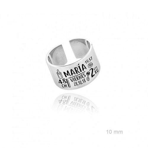 Anillo de Nacimiento Personalizado en Plata de Ley 925