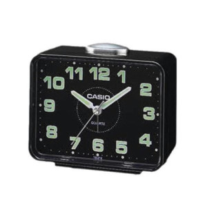 Reloj Despertador Analógico Casio TQ-218-1DF Negro Esfera Negra con Alarma y Repetición
