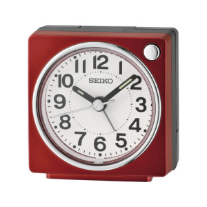 Reloj Despertador Analógico Seiko QHE196R Granate con Alarma, Luz y Segundero Silencioso