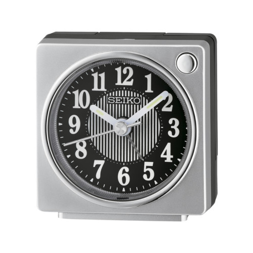 Reloj Despertador Analógico Seiko QHE197S Plateado con Alarma, Luz y Segundero Silencioso