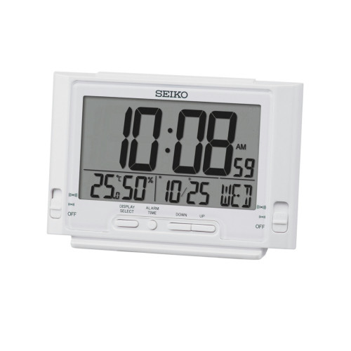 Reloj Despertador Digital Seiko QHL095W con Alarma Zumbador, Termómetro e Higrómetro