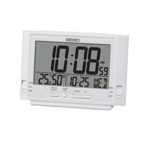 Reloj Despertador Digital Seiko QHL095W con Alarma Zumbador, Termómetro e Higrómetro