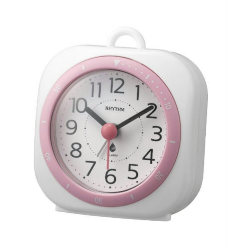 Reloj Despertador Analógico Rhythm 8RE656WR13 Blanco y Rosa Resistente al Vapor