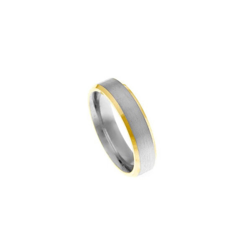 Alianza de Boda Salvatore Plata de 5 mm con Cuerpo Mate y Bordes de Oro Amarillo