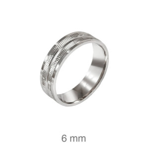Alianza de Boda en Plata de Ley 925 de Alta Calidad de 6 mm con Textura Geométrica y Líneas