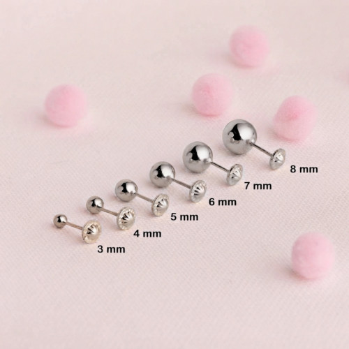Pendientes de Bola en Oro Blanco de 18 Quilates