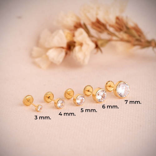 Pendientes con Circonita Chatón en Oro de 18 Quilates