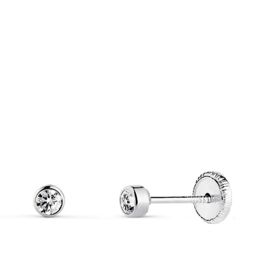 Pendientes con Circonita Chatón en Oro Blanco de 18 Quilates