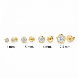 Pendientes con Circonita Chatón Margarita en Oro de 18 Quilates