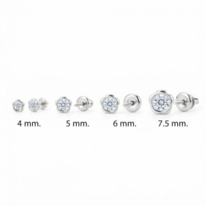 Pendientes con Circonita Chatón Margarita en Oro Blanco de 18 Quilates