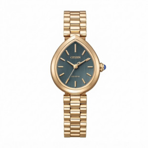 Reloj Citizen Lady Eco-Drive Acero Dorado Esfera Verde EM1203-57X