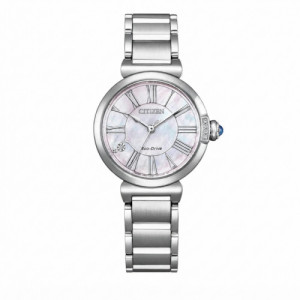 Reloj Citizen Lady Eco-Drive Acero con 4 Diamantes Esfera Blanca EM1060-87Y