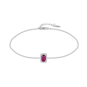 Pulsera Alice Valencia Plata de Ley con Circonita Color Rubí y Pavé