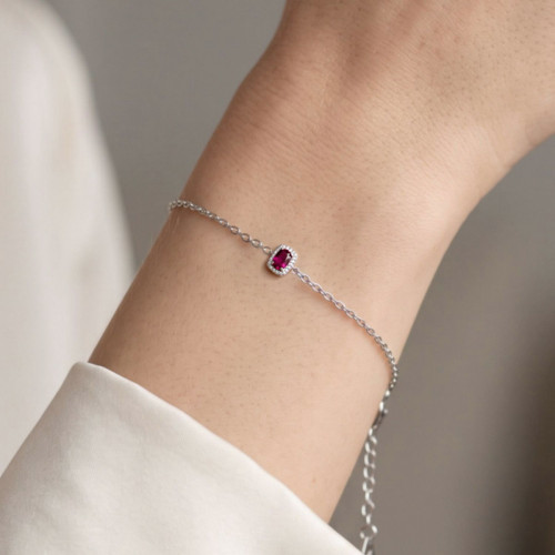 Pulsera Alice Valencia Plata de Ley con Circonita Color Rubí y Pavé