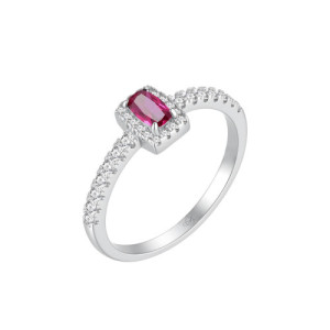 Sortija Alice Valencia Plata de Ley con Circonita Color Rubí y Pavé