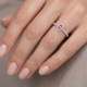 Sortija Alice Valencia Plata de Ley con Circonita Color Rubí y Pavé